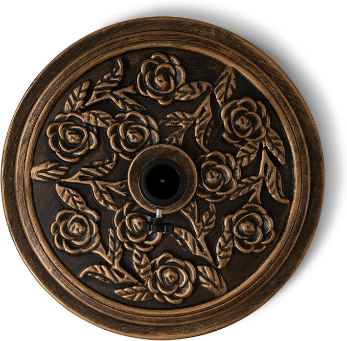 Backyard Expressions 20 lb Patio Umbrella Base Stand, Decorative Rose Medallion - Image 3