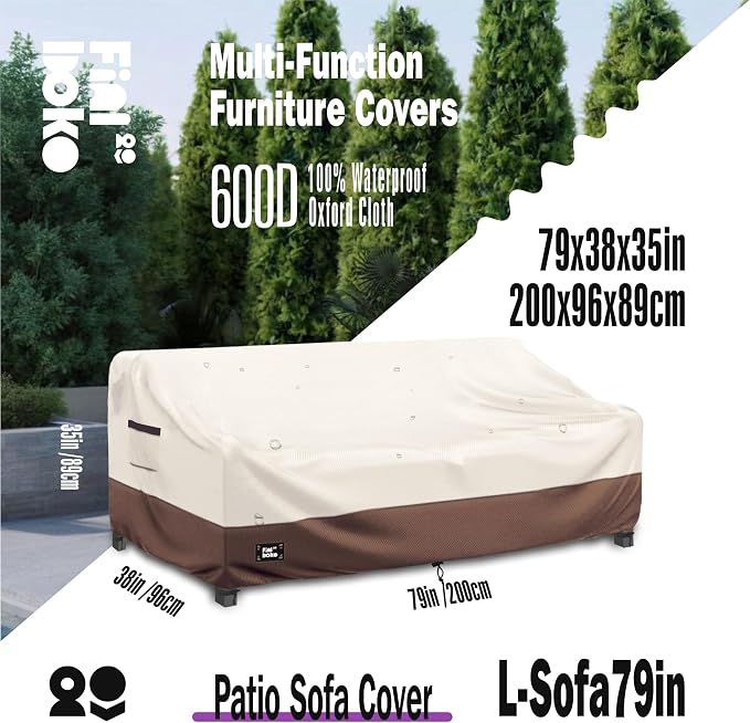 3-seater Outdoor Couch Cover, 100% Waterproof Heavy Duty Patio Furniture Covers - Image 2