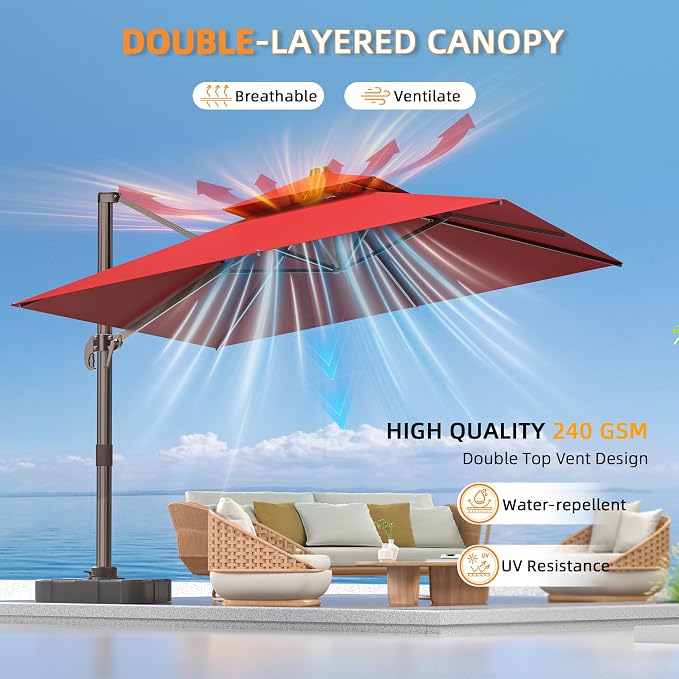 9' X 12' Cantilever Outdoor Patio Umbrellas - Image 5