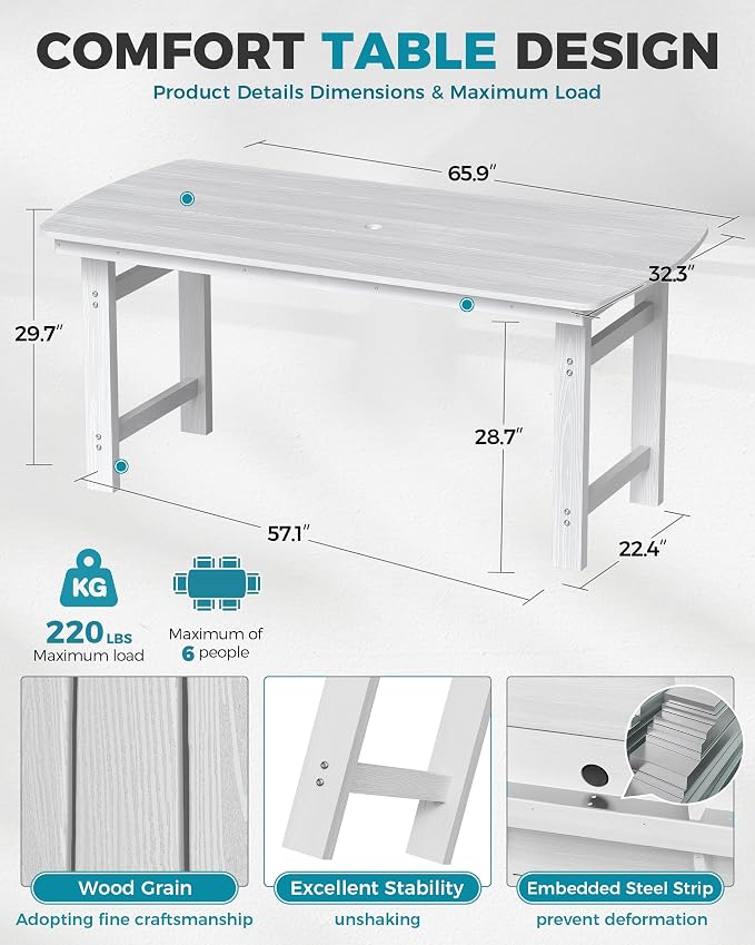 Ciokea HDPE Outdoor Dining Table - Image 2