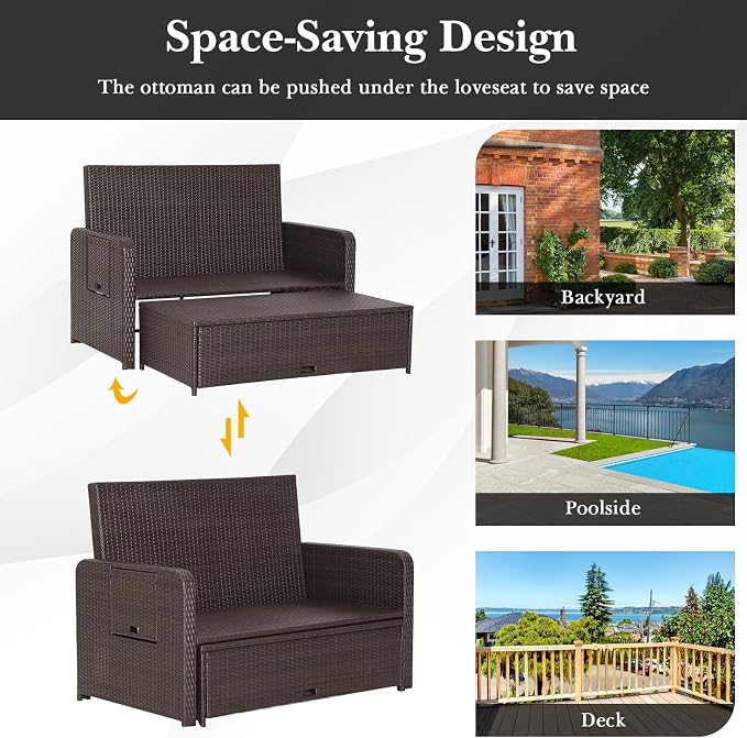 Nightcore Wicker Patio Outdoor Daybed, Outdoor Chaise Lounger w/ 4-Level - Image 9