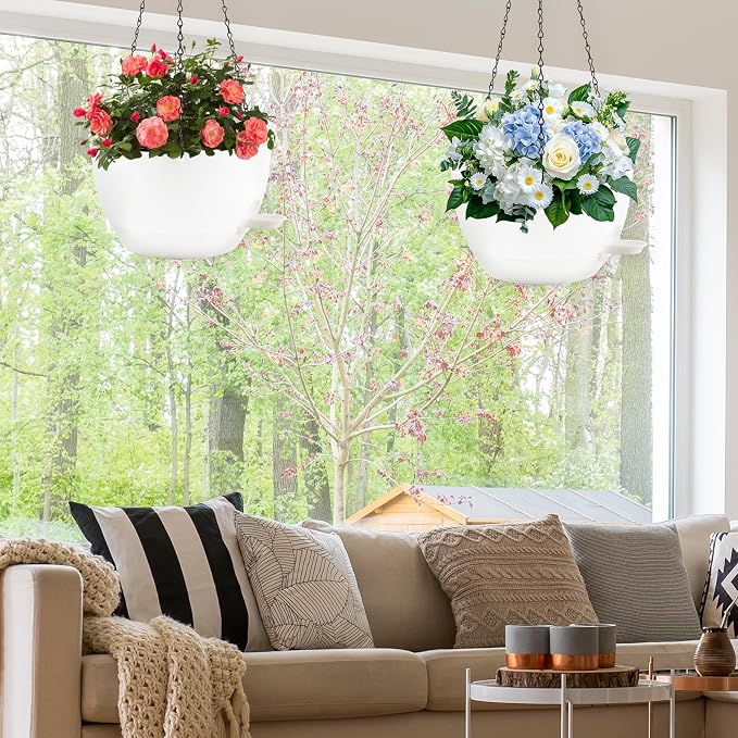 12 inch Hanging Planters for Indoor Plants, 2 Pack Self-Watering Hanging - Image 2