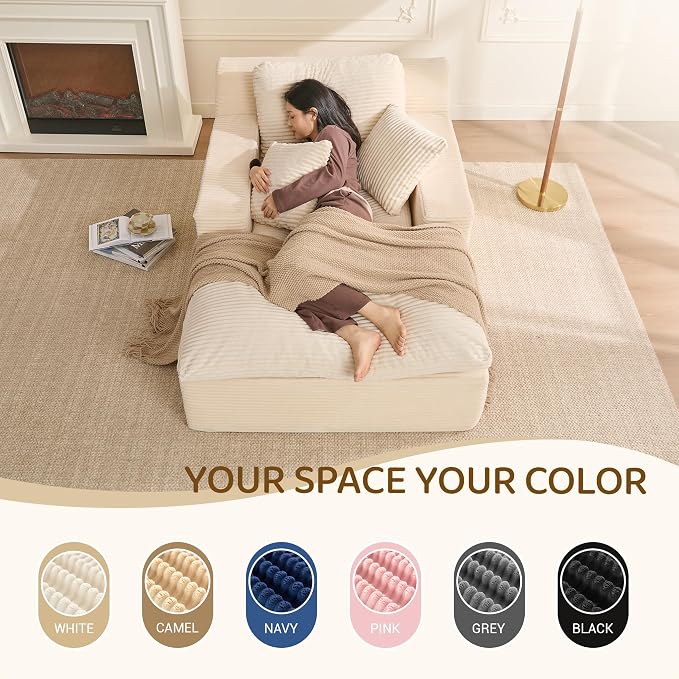63" Chaise Lounge Chair Indoor, Set of Convertible Sleeper Sofa Couch - Image 3
