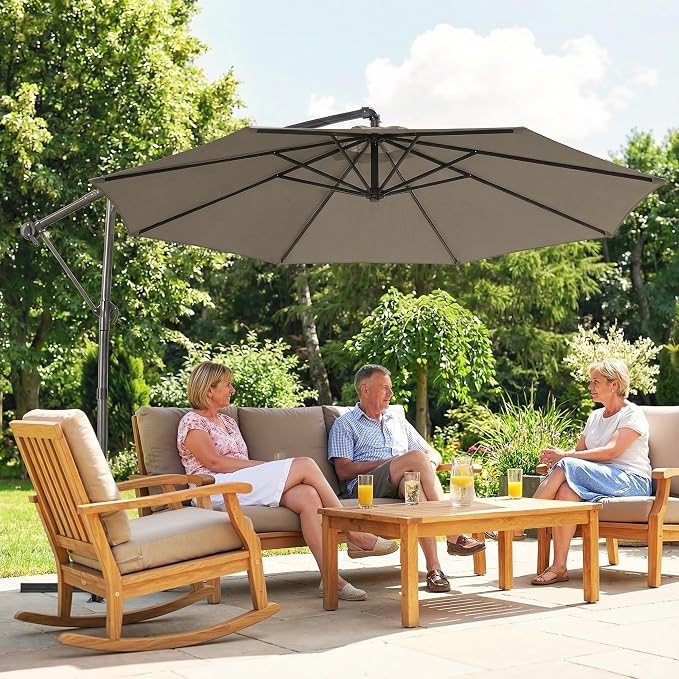 Outsunny 10 ft Offset Patio Umbrella - Image 9