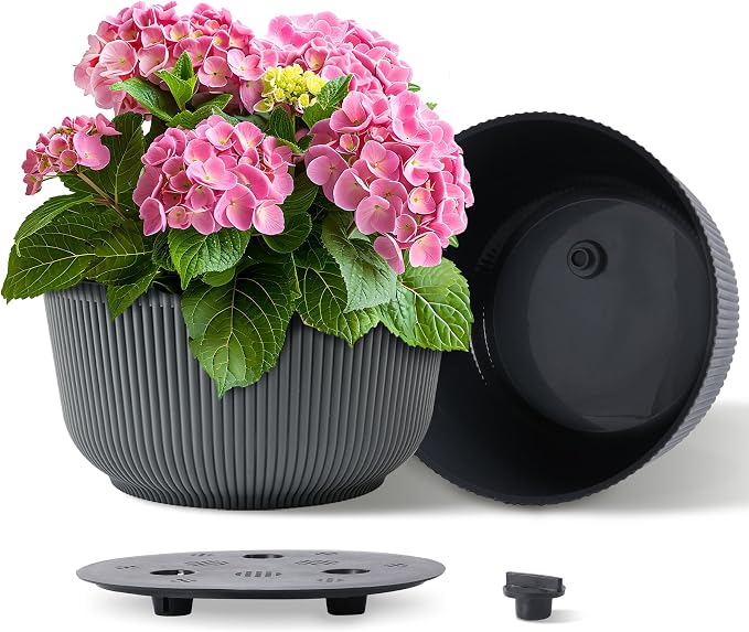 T4U 12 Inch Large Self Watering Plant Pots, Wide Self Watering Planter by T4U