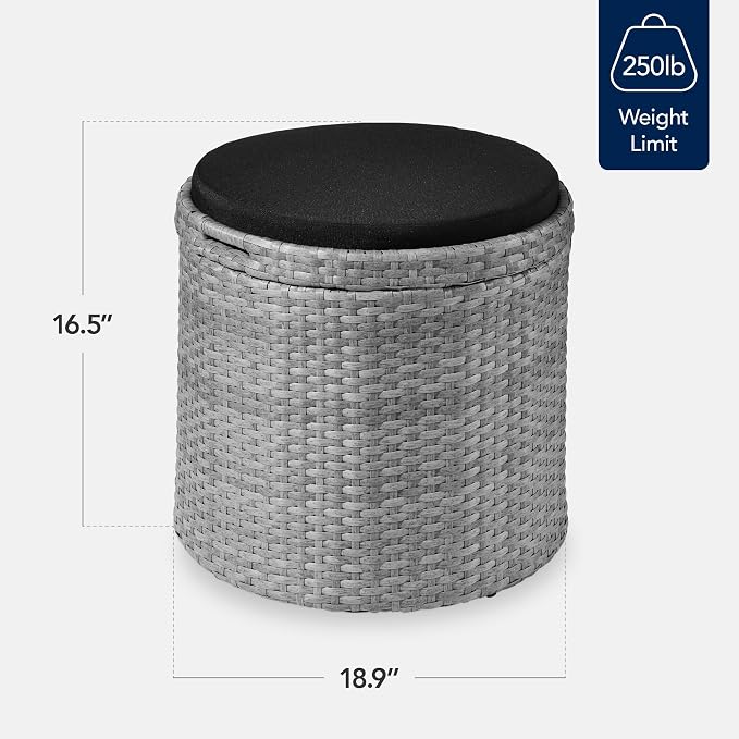 Best Choice Products Round Wicker Ottoman, Additional Seating, Side Table - Image 2