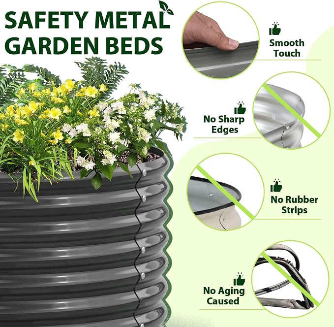 A ANLEOLIFE 2-Set 8X4X2 ft Galvanized Raised Garden Bed Kit, Oval Metal Deep - Image 5