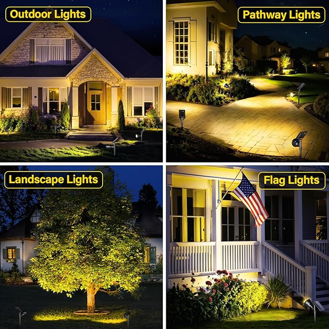 ROSHWEY Outdoor Solar Lights, 600LM Solar Garden Lights Waterproof Solar Spot - Image 3