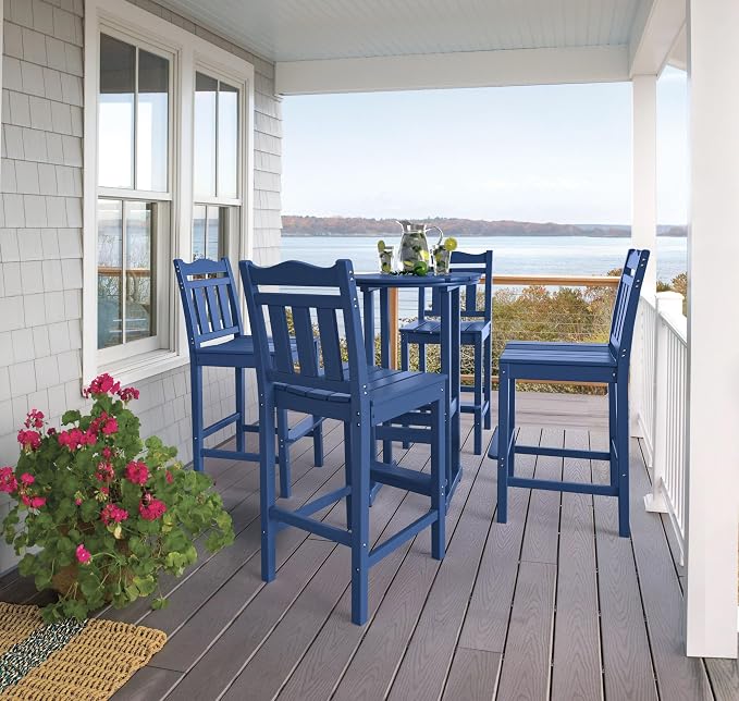 nalone Outdoor Bar Chairs and Table Set, HDPE Balcony Adirondack Chairs and - Image 7