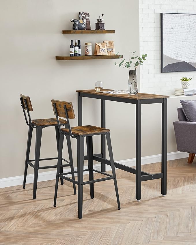VASAGLE Set of 2 Bar Stools, Bar Height Stools, 29.1 Inches Tall Barstools - Image 3
