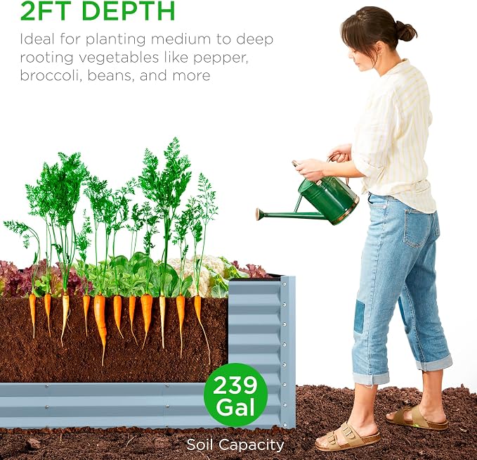 Best Choice Products 8x2x2ft Raised Outdoor Metal Garden Bed, Deep Root Box - Image 4