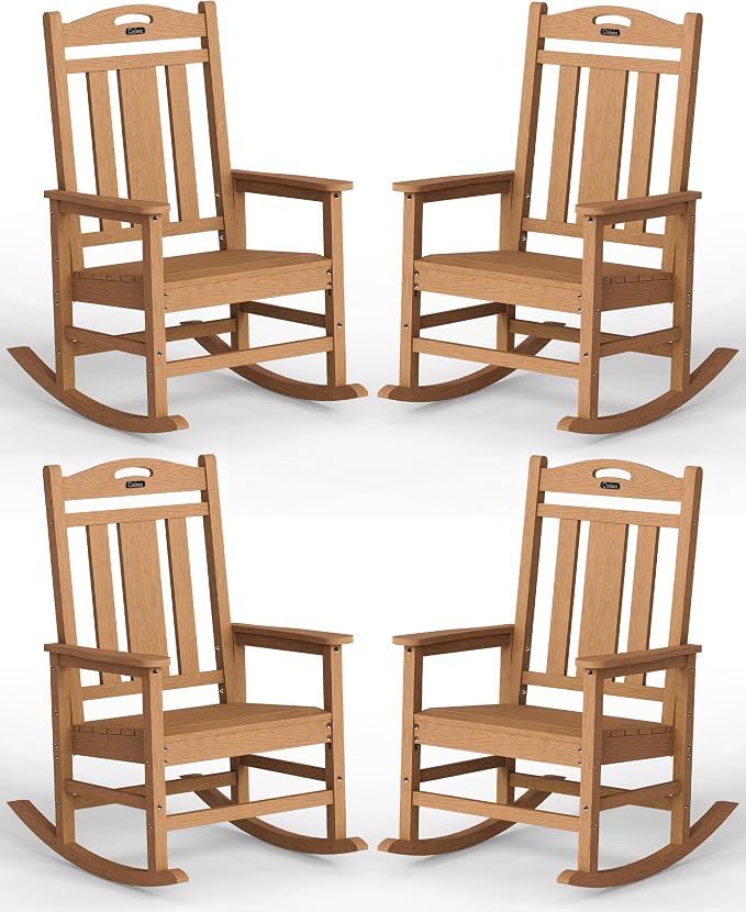 Ciokea Oversized Outdoor Rocking Chairs Set of 4, 380lbs Heavy-Duty Large Patio by CIOKEA