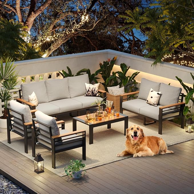 Aoxun Aluminum Patio Furniture Set 7 Seats, Oversized Outdoor Sectional - Image 9