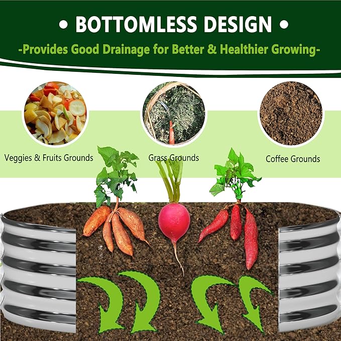 3PCS 3x3x1FT Galvanized Raised Garden Bed Kit, Vegetable Boxes-Round Metal - Image 4