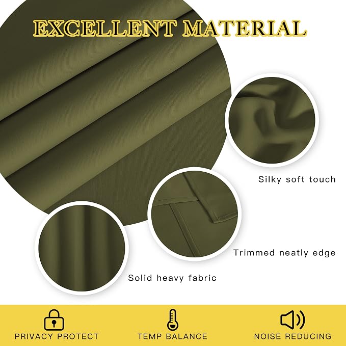 NICETOWN Bedroom Curtain Room Darkening Drapery 102 inches Length - Image 2