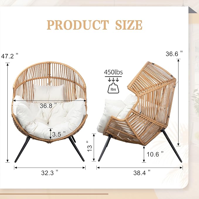 Vongrasig Wicker Egg Chair PE Rattan Chair - Image 2