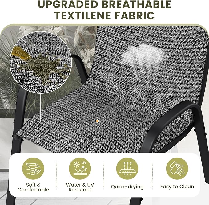 UDPATIO Patio Chairs Set of 4, Stackable Outdoor Dining Chairs - Image 5