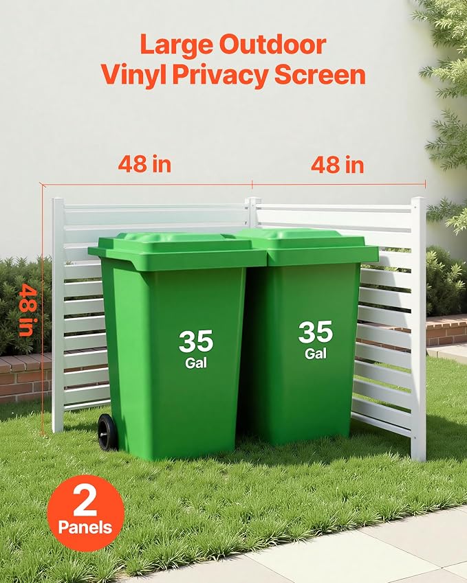 VEVOR 48" W x 48" H Vinyl Fence Panels, Air Conditioner Fence, Outdoor Privacy - Image 2