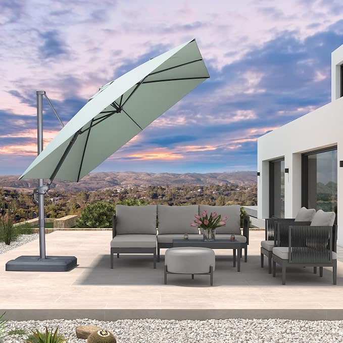 PURPLE LEAF Patio Umbrella 10' X 10' Rectangle Cantilever Umbrella Large by Unknown