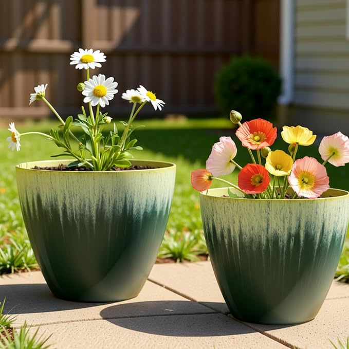 Pack of 2 Flower Pots, Plastic Plant Pots - Image 7