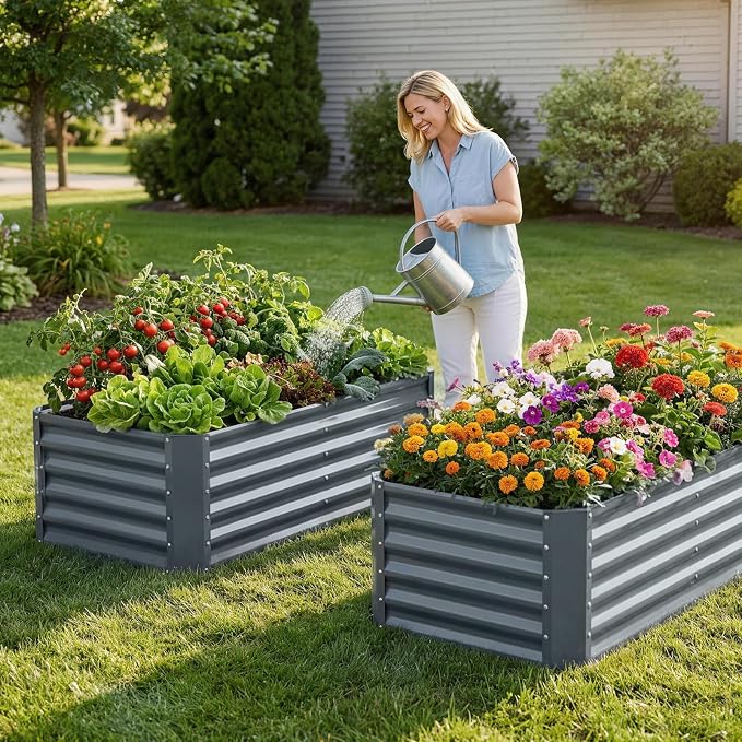 ZORMY 4×2×1.4ft Galvanized Raised Garden Bed Kit, Metal Planter Boxes Outdoor - Image 2