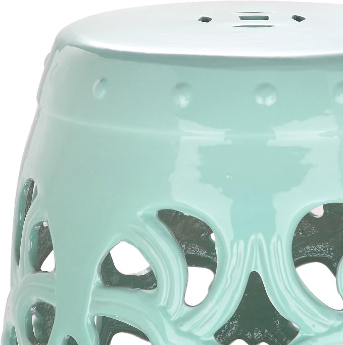 Safavieh Imperial Vine Ceramic Decorative Garden Stool, Light Blue - Image 4