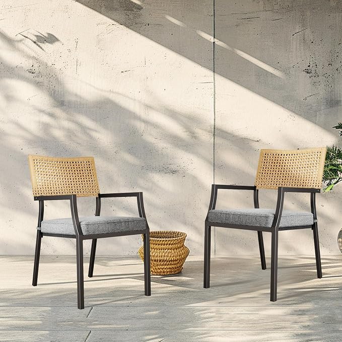 Grand Patio Outdoor Dining Chair Set of 2, 2-Piece Stackable Wicker Chairs - Image 9