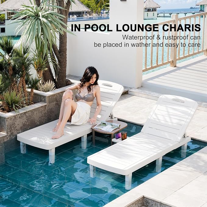 WACASA Outdoor Chaise Lounge Chairs Set of 4, Oversized Resin Lounge Chairs - Image 4