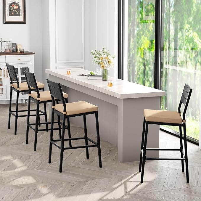 Crestlive Products Outdoor Bar Stools Set of 4, Patio Counter Height Barstools - Image 8