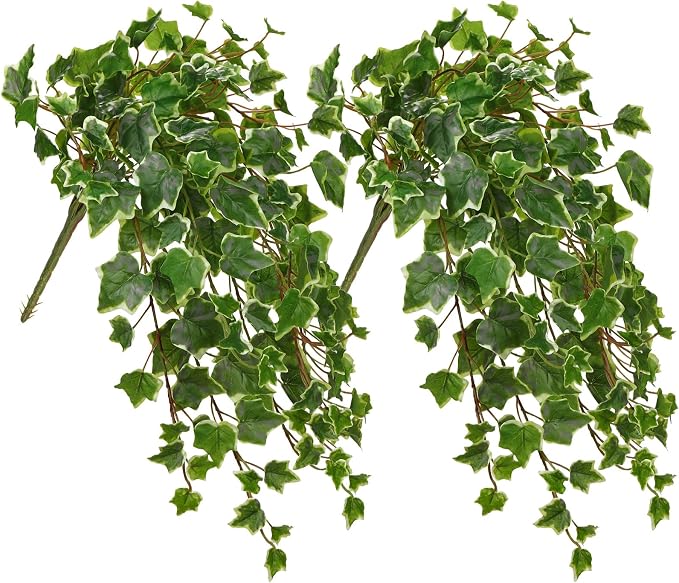 Hollyone 2pcs Artificial Hanging Plants 24" Fake Ivy Vine Faux Ivy Leaves by Hollyone