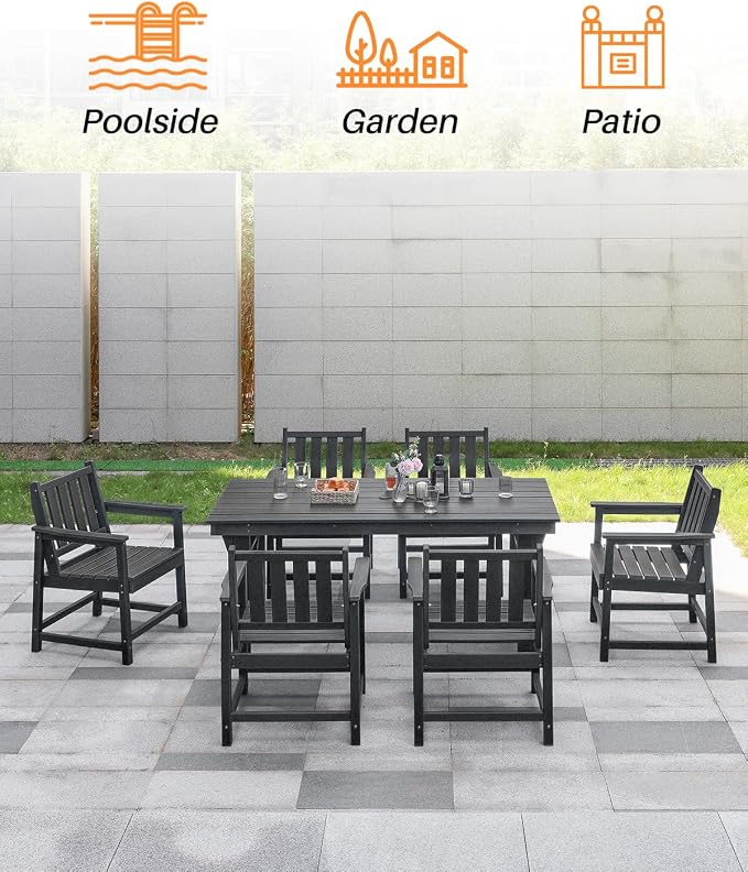 Patio Dining Chair Set of 2, HDPE Outdoor Dining Chair, Ergonomic HDPE Dining - Image 7