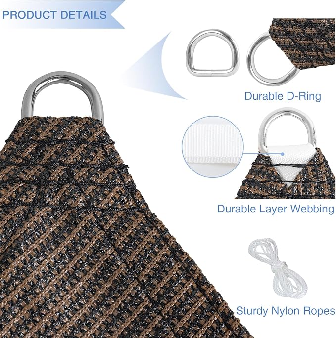 E&K Sunrise 21' x 21' x 21' Sun Shade Sail Triangle Canopy Shade Cover UV Block - Image 4