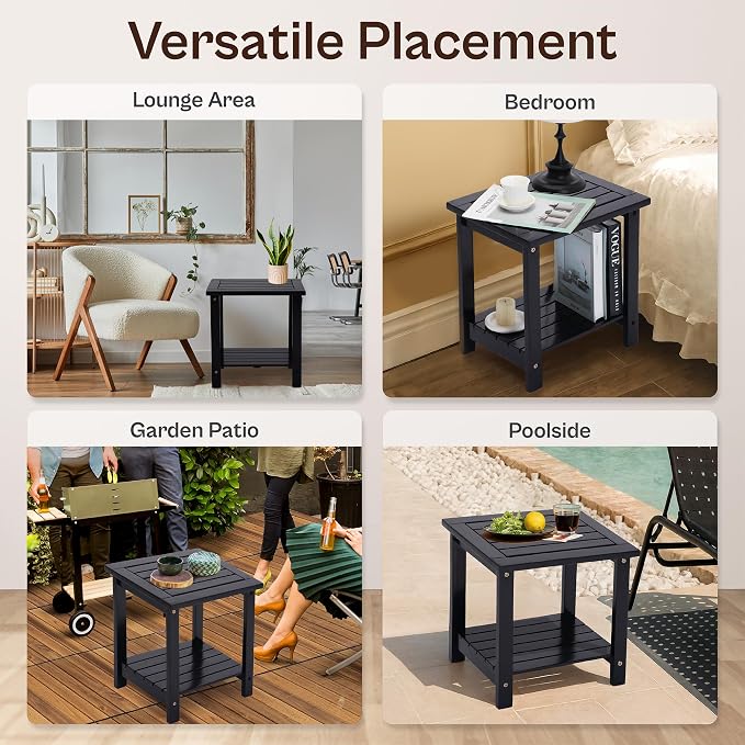 2-Tier Adirondack Side Table – Weather Resistant Wooden End Table, Rectangular - Image 5