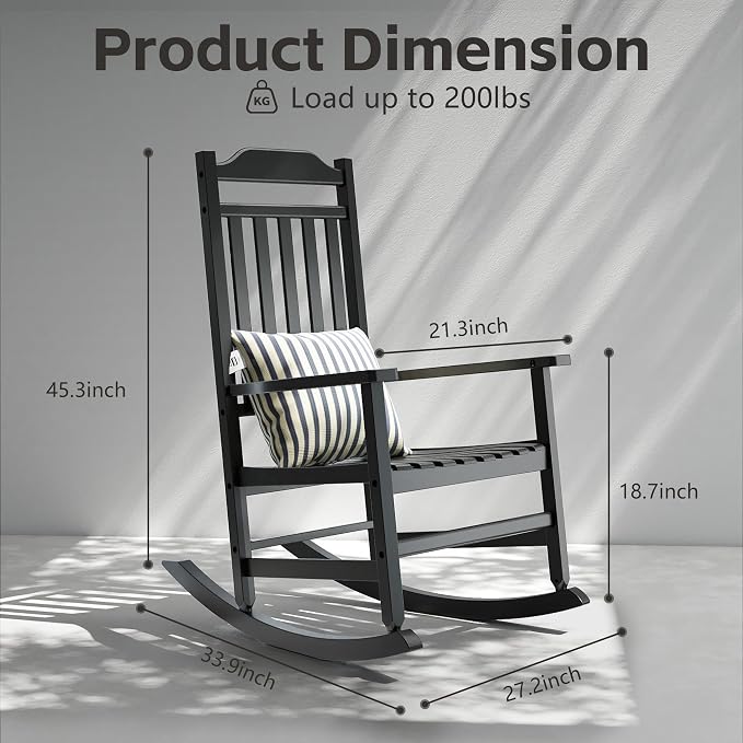 Patio Rocking Chair Outdoor Set of 2, Weather Resistant Poly Resin Oversized - Image 3