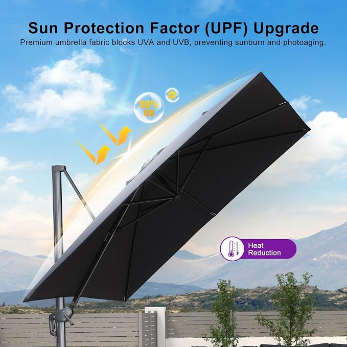 PURPLE LEAF 10' X 13' Rectangle Cantilever Umbrella - Image 8
