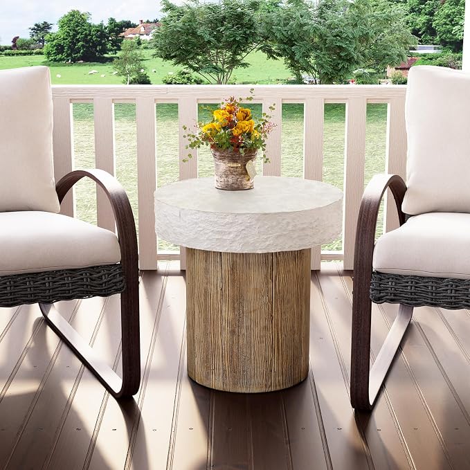 COSIEST Outdoor Medium Side Table, Patio Coffee Table, 19.7 inches Round MgO - Image 3