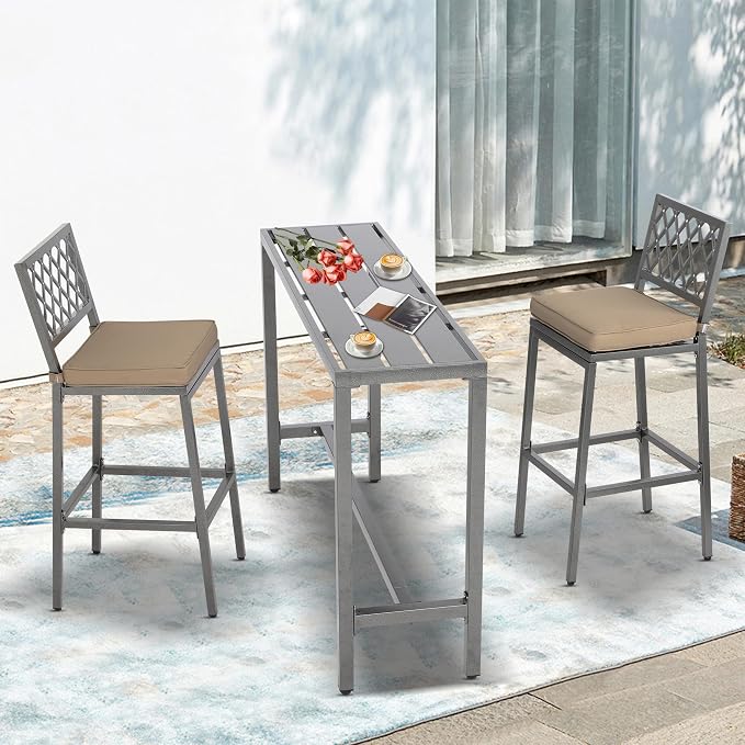 3-Piece Outdoor Patio Bar Set, Bar Height Patio Dining Set, Weather-Resistant - Image 6