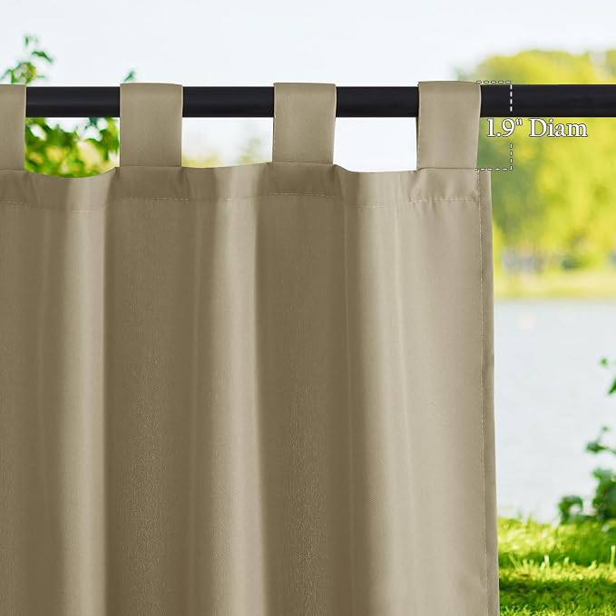 NICETOWN 2 Panels Outdoor Curtains Tab Top Extra Long Drapery - Image 2