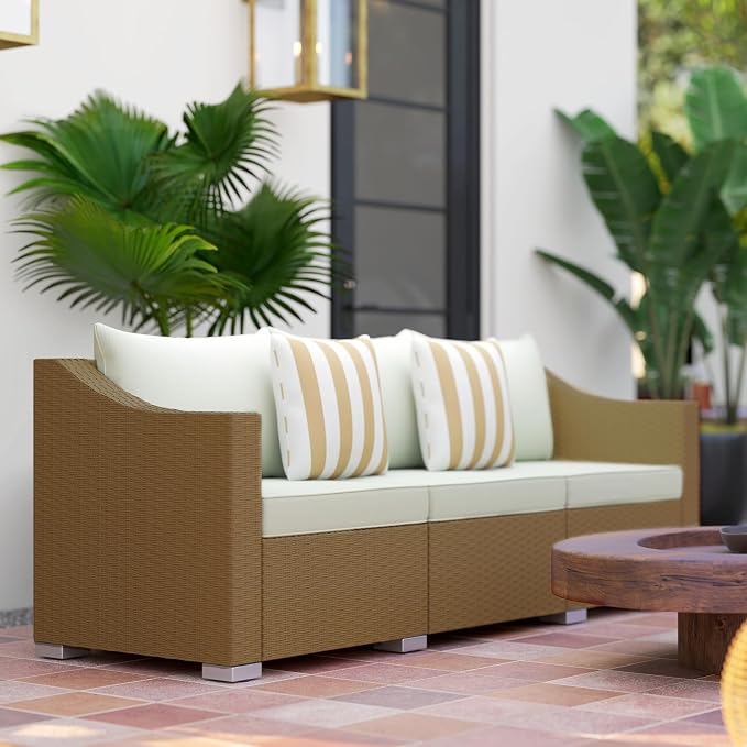 Outsunny 3 Seater Patio Sofa, Wicker Sofa - Image 8