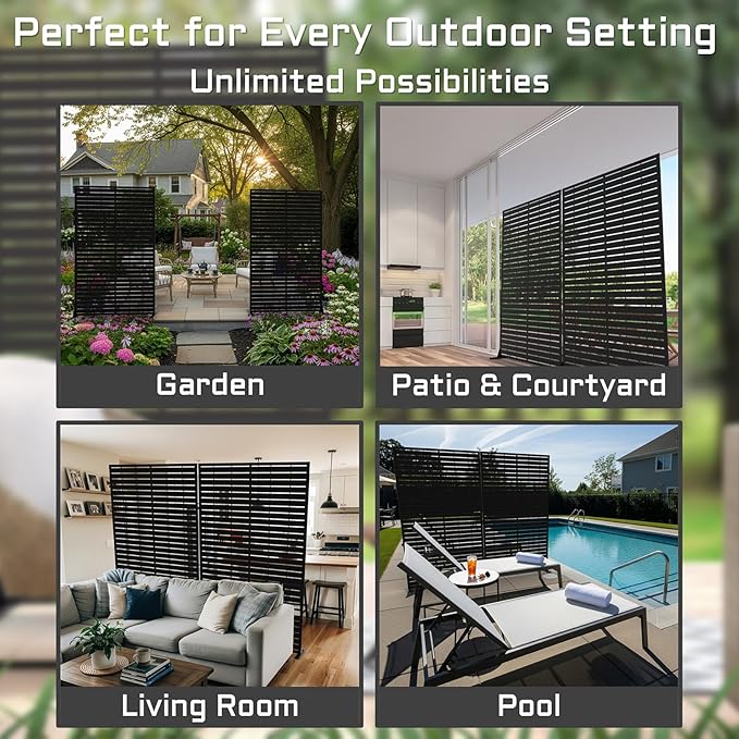 72" H Metal Outdoor Privacy Screen – Freestanding Rustproof Louvered Fence Panel - Image 5