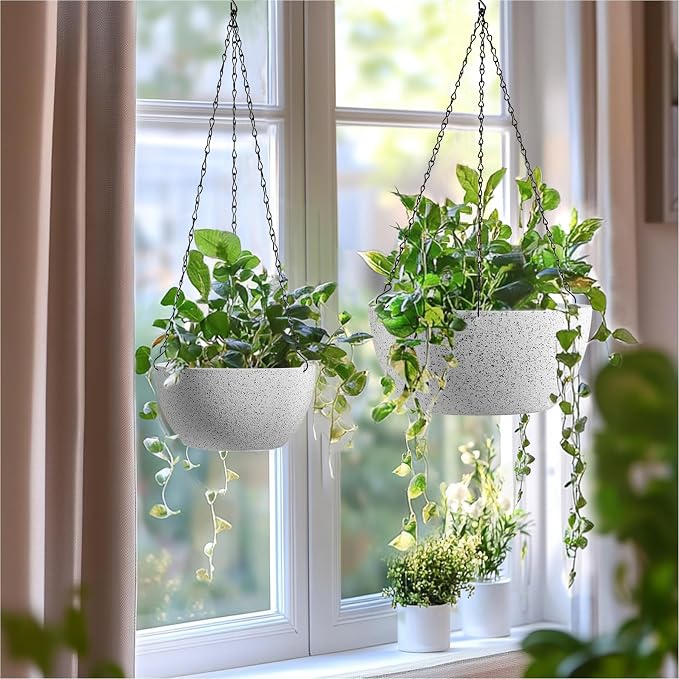T4U 8 Inch Hanging Planters for Indoor Plants, 2 Pack Hanging Planter, Hanging - Image 3