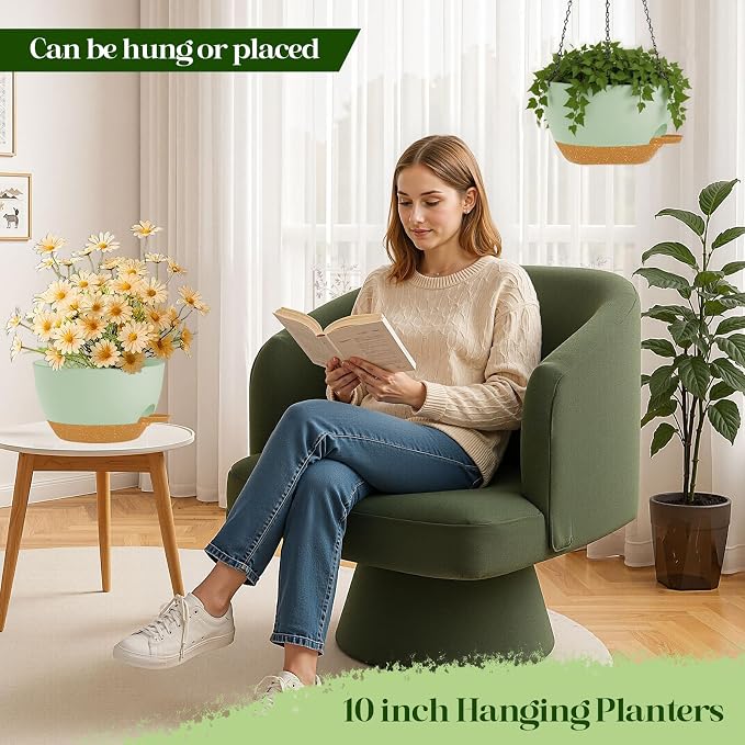 2 Pack 10 Inch Self Watering Hanging Planters - Image 5