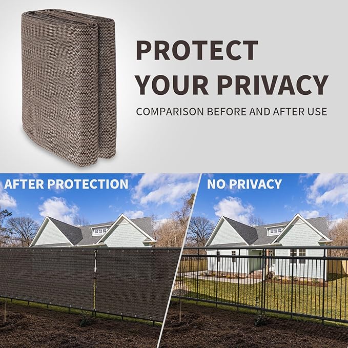 LOVE STORY Custom Size 3'x35' Brown Balcony Privacy Screen, UV Block Privacy - Image 5