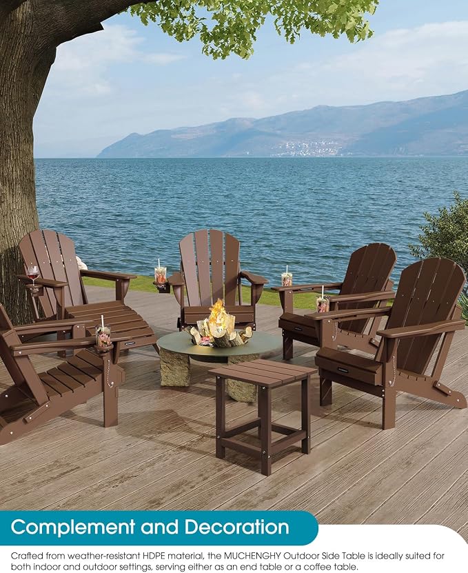 MUCHENGHY Adirondack Outdoor Side Table, 14.7" Patio Side Table Weather - Image 2