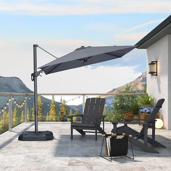 PURPLE LEAF 8' X 8' Left-right Tilting Patio Umbrella Outdoor Cantilever Swivel - Image 2