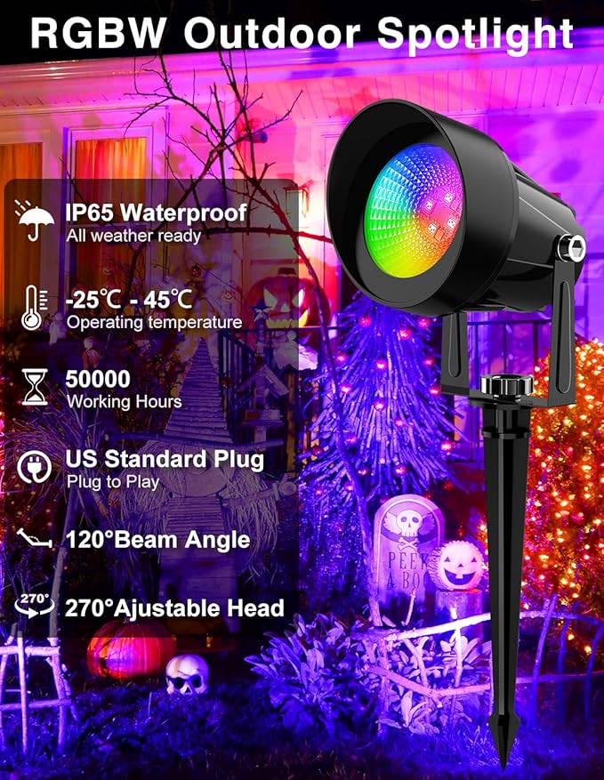 Spot Lights Outdoor, Smart RGBW LED Color Changing Landscape Lights - Image 6