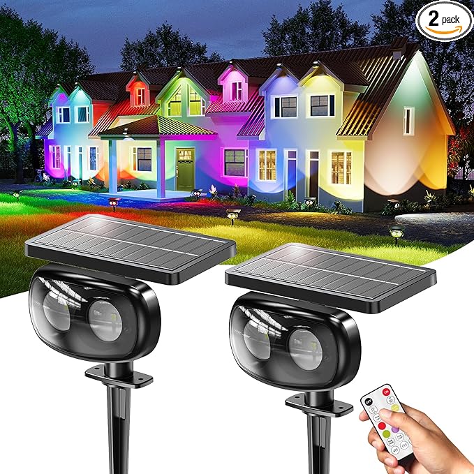 Solar Spot Lights Outdoor Waterproof IP68, RGB Colors Changing Solar Lights by Unknown