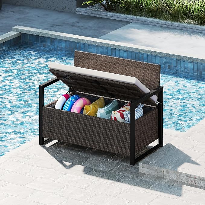 RELAX4LIFE Wicker Outdoor Bench - Image 9