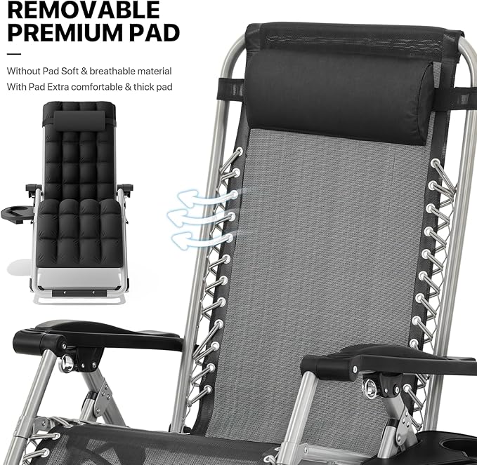 MoNiBloom Reinforced Zero Gravity Chair, Folding Pool Beach Lounger, Portable - Image 9