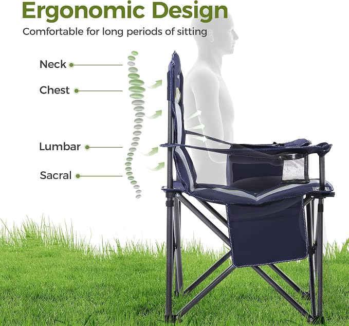 ALPHA CAMP Heavy Duty Camping Chair 500LBS Capacity, Oversized Folding Chair - Image 6